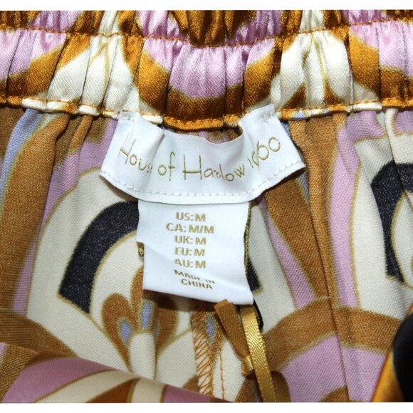 NWT House of Harlow Palazzo Pants & Top Set Satin Wide Leg Size M Golden Rainbow - Picture 12 of 13